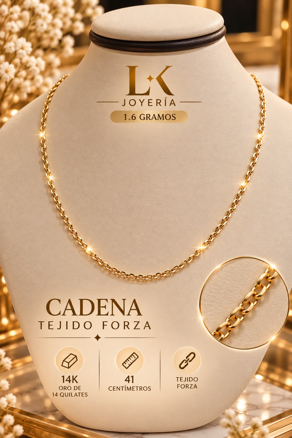 CADENA TEJIDO FORZA 1.6GR 14K